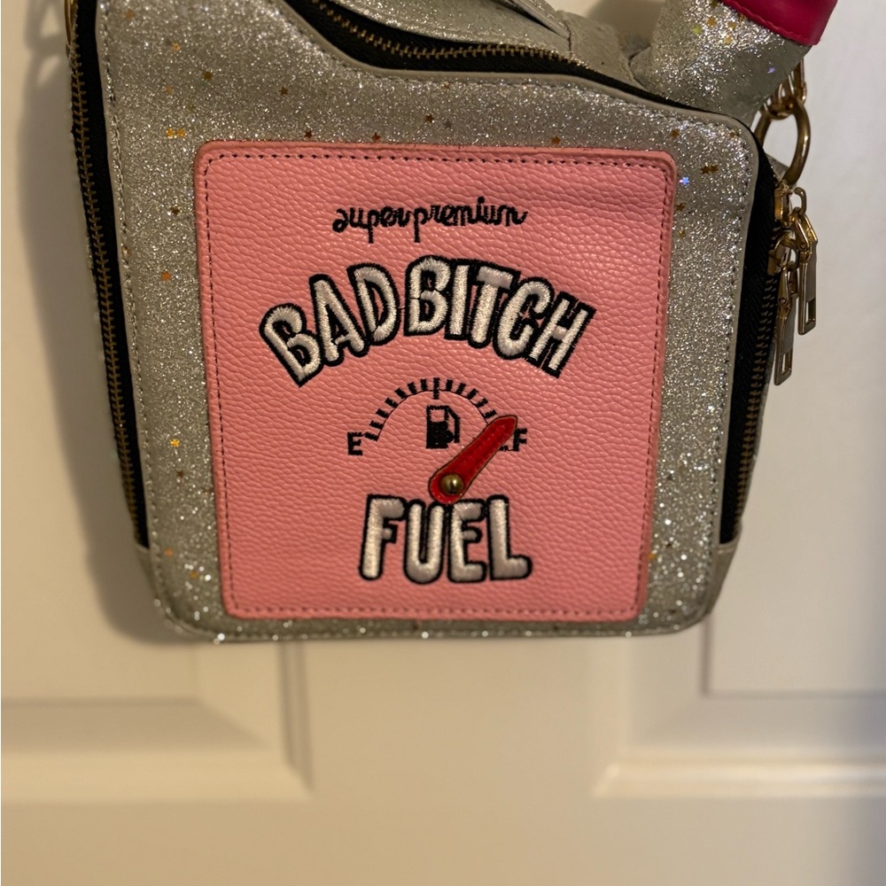 Bad B!tch Fuel Glitter Crossbody Bag - Pink & Silver